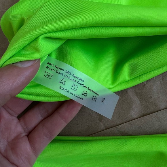 🌿 5/$10 NWT 2 pc bikinis set acid green high rise - Picture 3 of 5